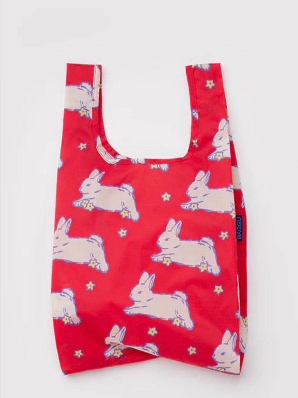 BAGGU Red Bunny Print Red and White Reusable Tote Bag NEW NWT